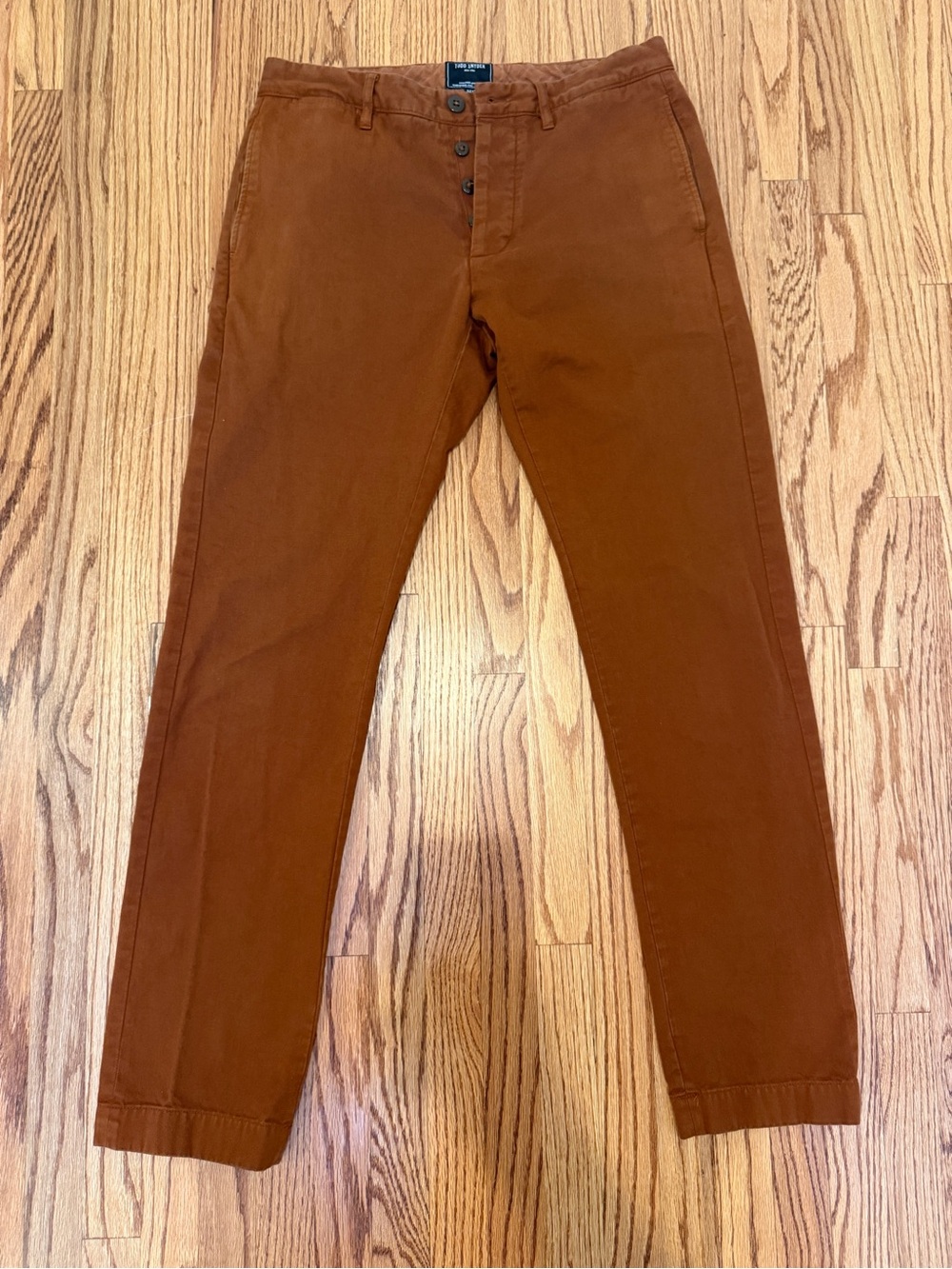 Todd Snyder Button-Fly Selvedge Chinos in Brown Rust